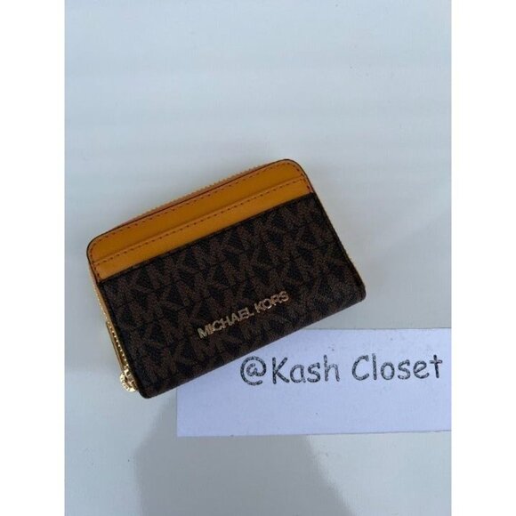 Michael Kors wallet card case zip around MK jet set purse marigold - Picture 5 of 5